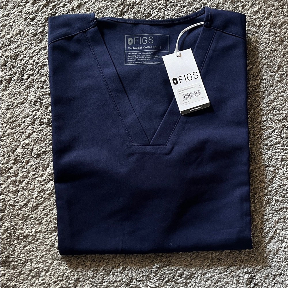 NWT Figs Navy Blue Scrub Top